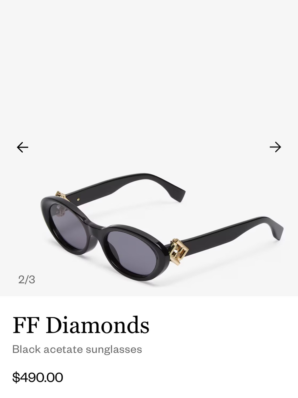 FENDI FF Diamonds Sunglasses (Black) - Picture 7 of 9